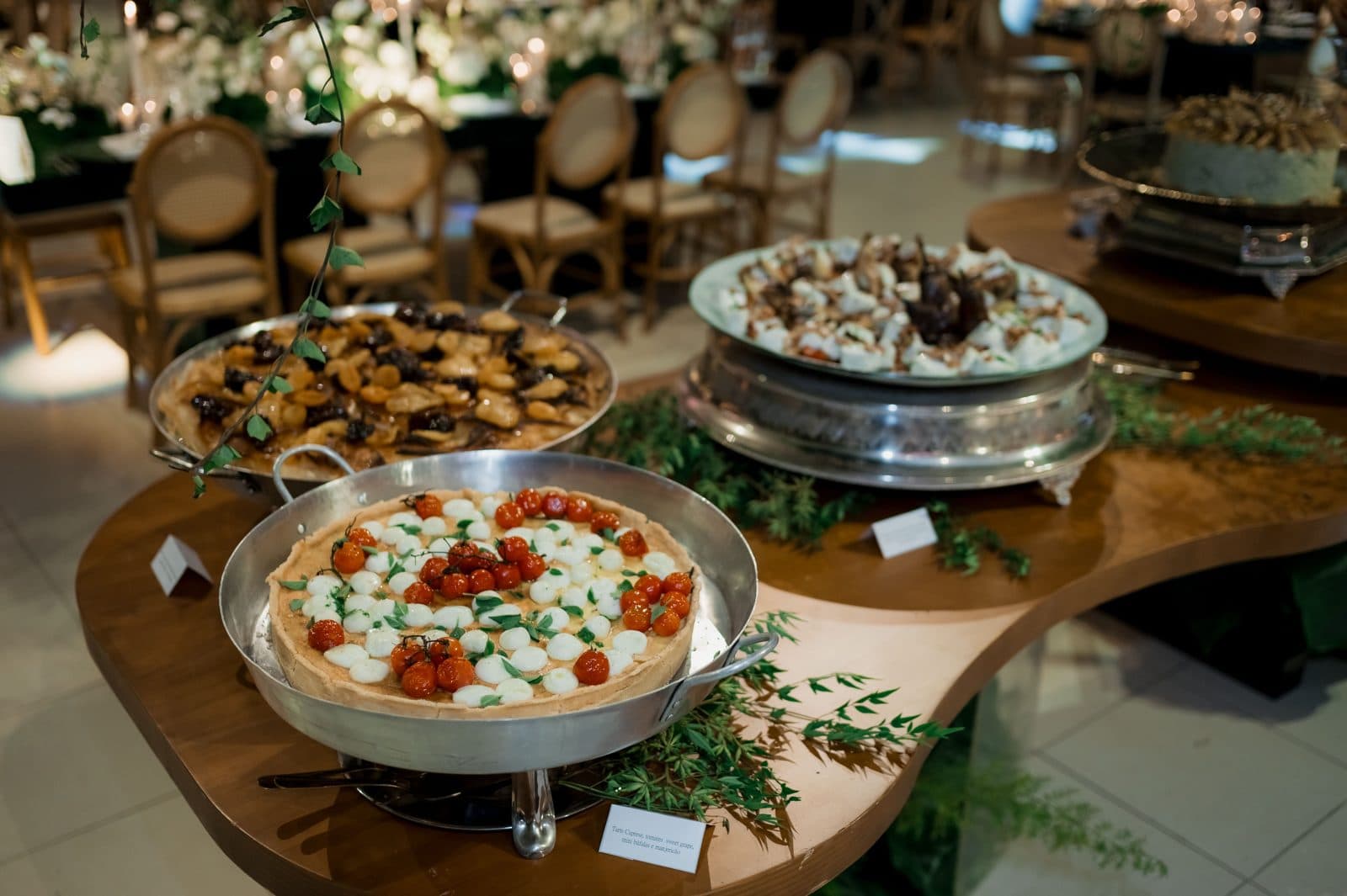 Italian buffet with a tomato and mozzarella tart