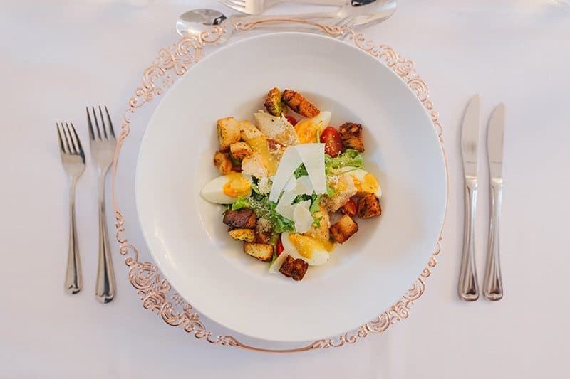 Plated starter on a wedding table